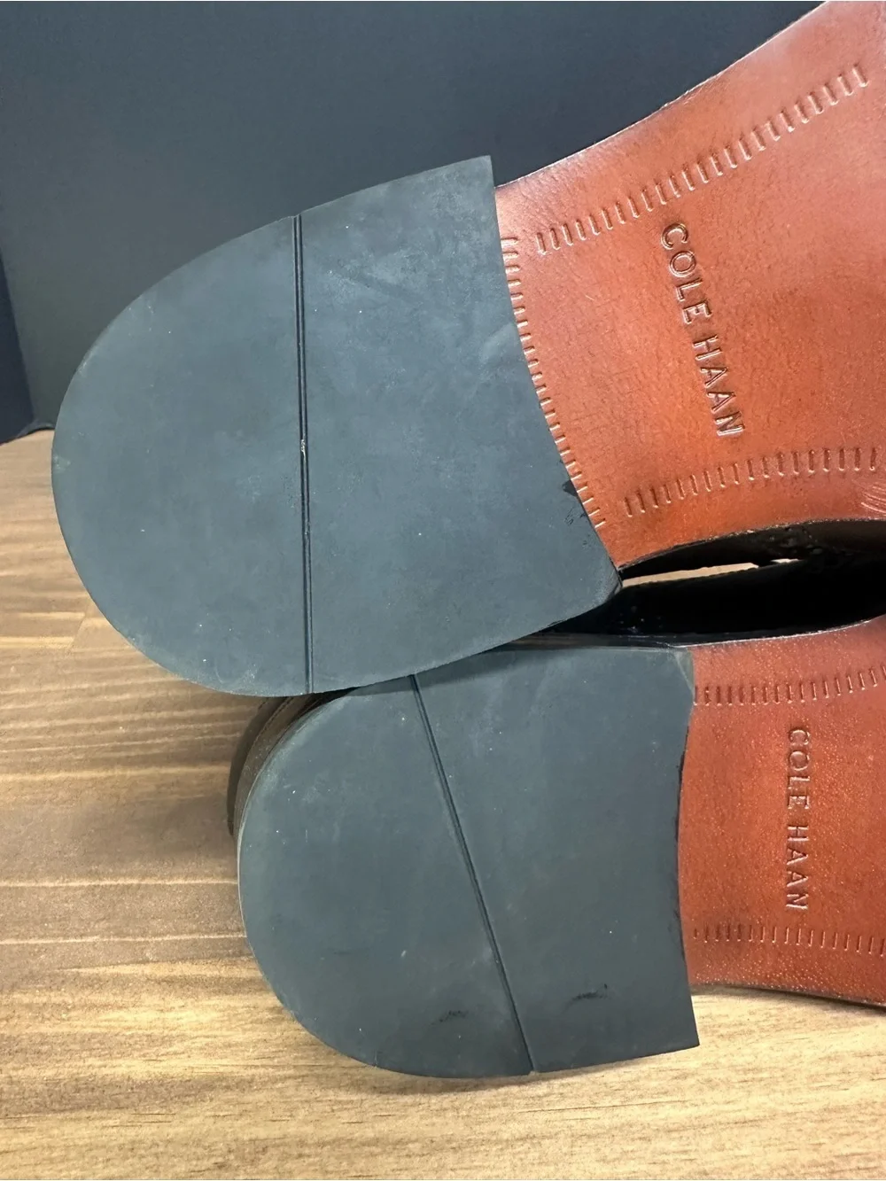 Cole Haan Black Leather Wingtip Oxford Shoes